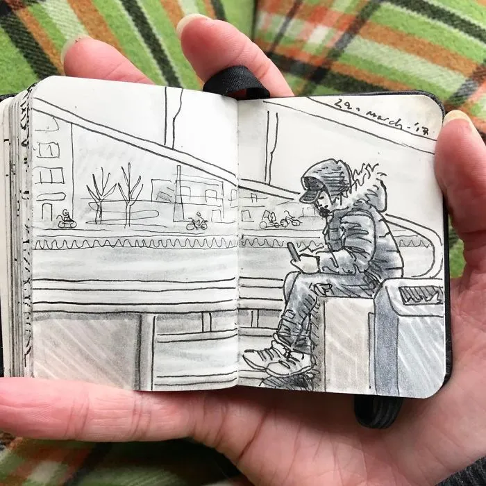 I Sketched Fellow Passengers On The Ferry In Amsterdam In A Tiny Sketchbook, Here's The Result (30 Pics)