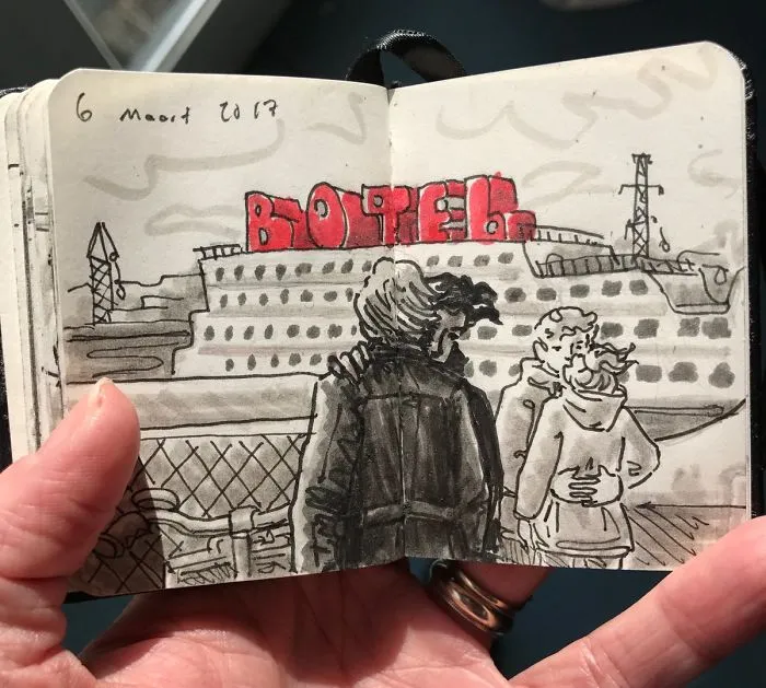 I Sketched Fellow Passengers On The Ferry In Amsterdam In A Tiny Sketchbook, Here's The Result (30 Pics)