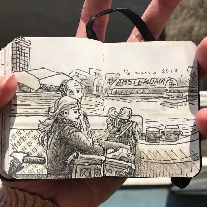 I Sketched Fellow Passengers On The Ferry In Amsterdam In A Tiny Sketchbook, Here's The Result (30 Pics)