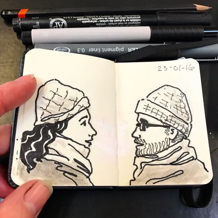 I Sketched Fellow Passengers On The Ferry In Amsterdam In A Tiny Sketchbook, Here's The Result (30 Pics)