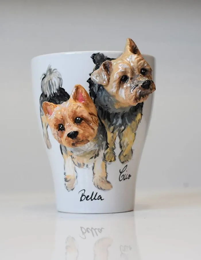 I Create 3D Sculptures Of People's Pets On Mugs Completely By Hand