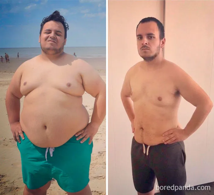 Left : 17 July 2017, Morbidly Obese. Right : Today, 60 Kilos Less