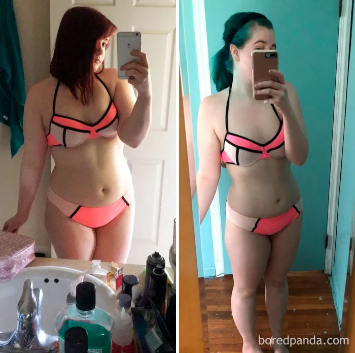 Same Swim Suit Fifty Pounds Apart