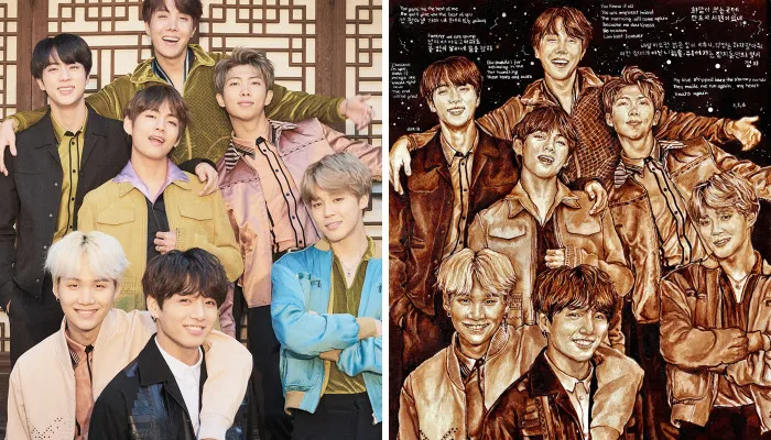 Celebrating Bts' No.1 On Billboard 200 With A New Illustration Done With Coffee