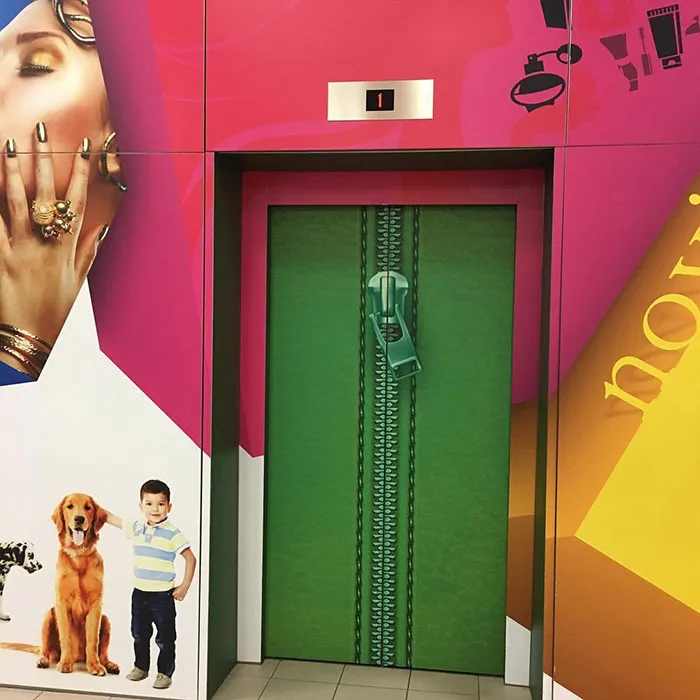 Fun Way To Decorate Elevator's Door