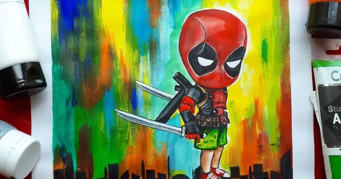 Mini Deadpool Acrylic Painting