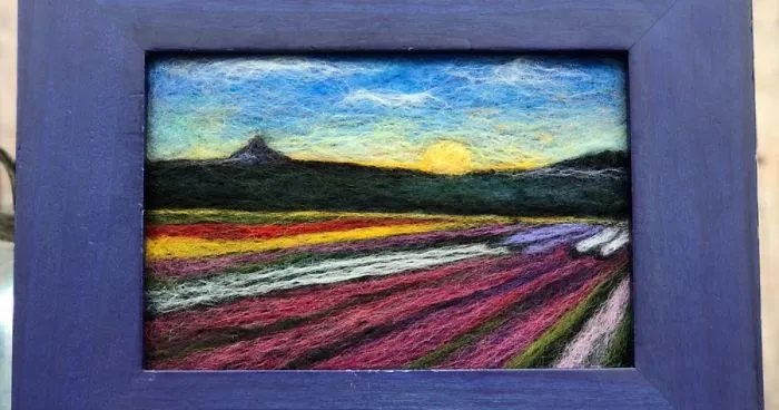 Needle Felted Painting Tulip Fields Woodburn Oregon