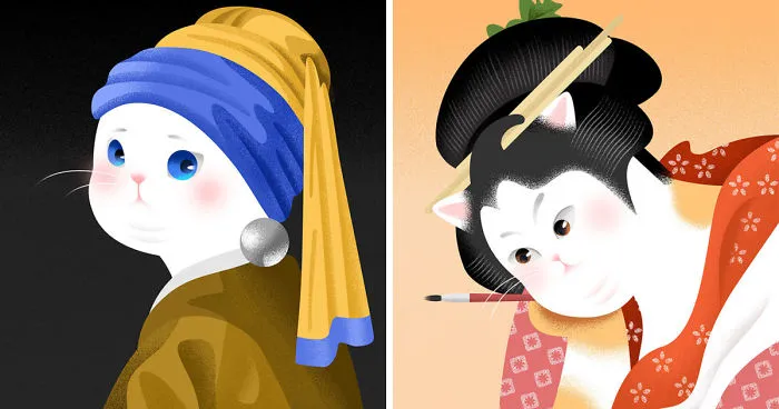 Artist Recreates Classic Paintings Using Cats