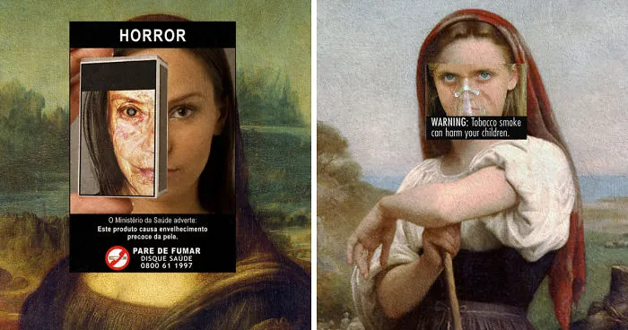 I Do Collages Of Cigarette Health Warnings And Classical Paintings
