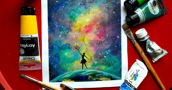 Reaching For Stars: Galaxy Acrylic Painting