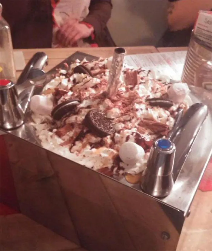 We Were Served Icecream In A Kitchen Sink At This Restaurant