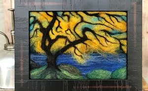 Needle Felted Painting Japanese Gardens Portland Oregon