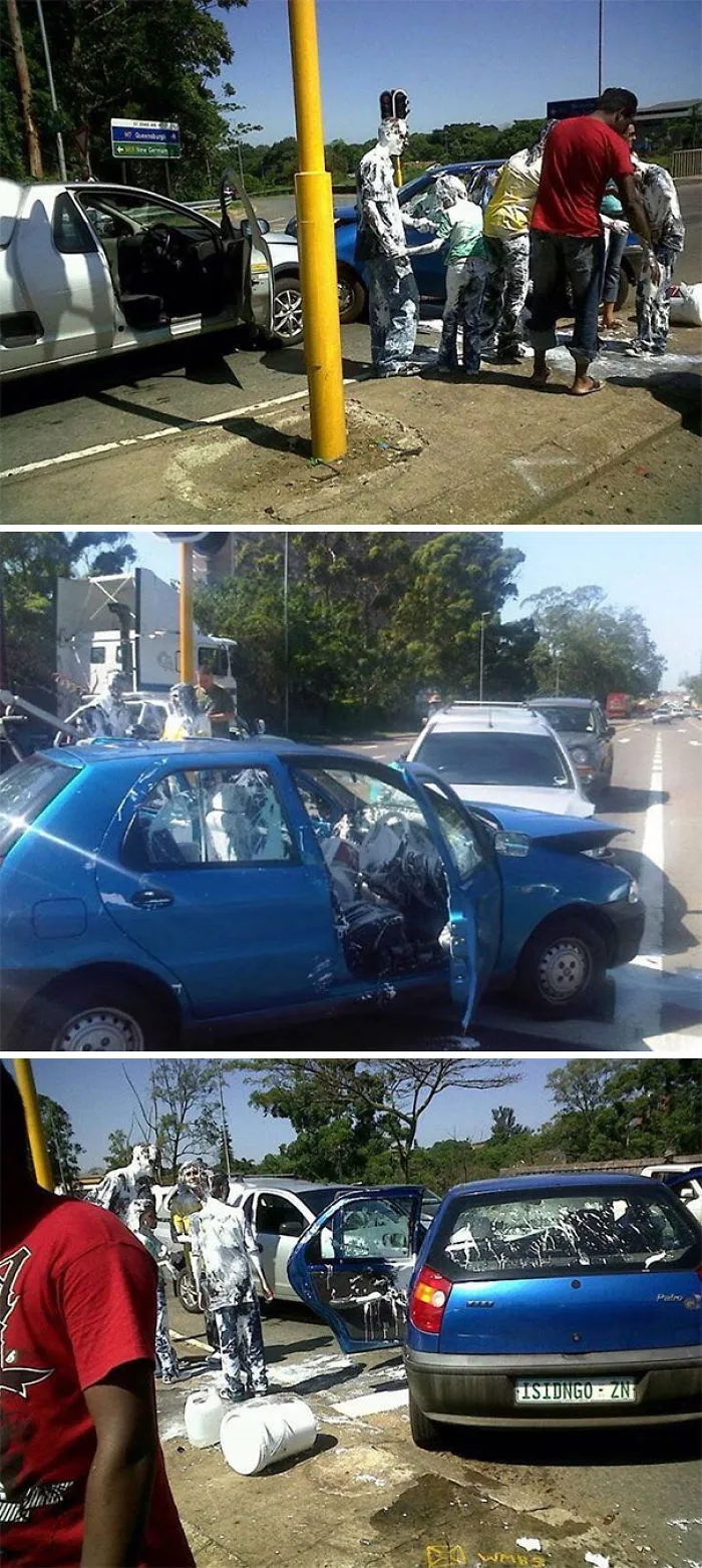 Cuando llevas pintura en el maletero y alguien se choca