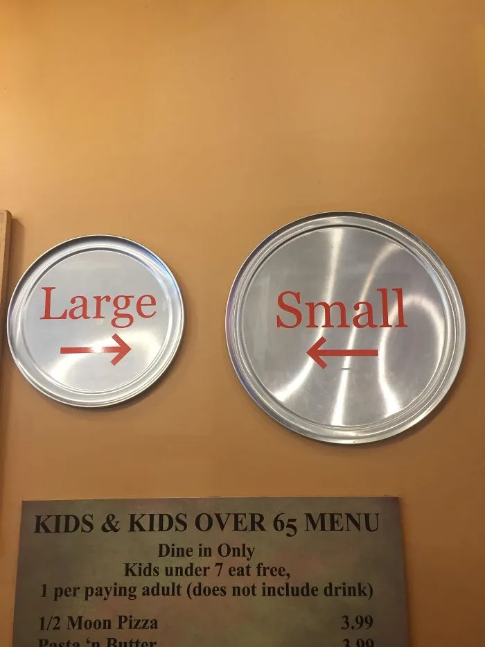 How A Local Italian Restaurant Shows Their Pizza Sizes