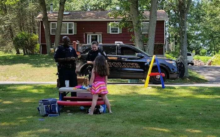 Yesterday My Daughter Wanted To Open A Lemonade Stand... On A Wednesday... When It Was 72 Degrees Out. Business Was Slow Until These Two Decided To Stop. They Made Her Day!