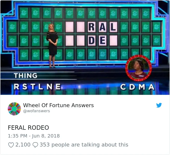 Someone Is Tweeting Hilariously Wrong "Wheel Of Fortune" Answers, And We Can't Get Enough