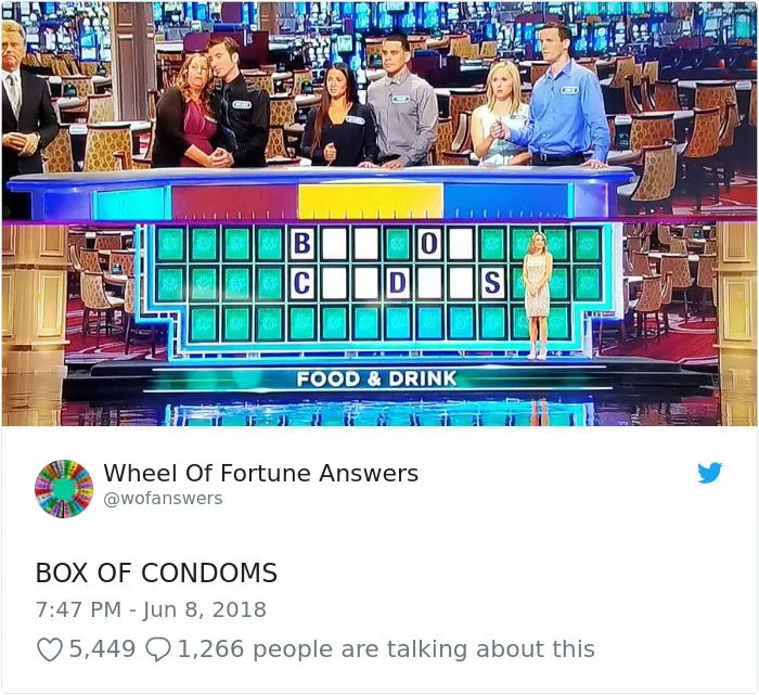 Someone Is Tweeting Hilariously Wrong "Wheel Of Fortune" Answers, And We Can't Get Enough