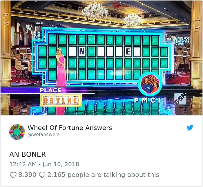 Someone Is Tweeting Hilariously Wrong "Wheel Of Fortune" Answers, And We Can't Get Enough