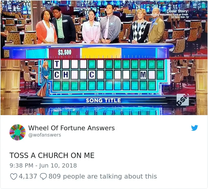 Someone Is Tweeting Hilariously Wrong "Wheel Of Fortune" Answers, And We Can't Get Enough