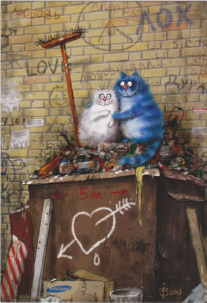Artist Draws Lovely Blue Cats And The Result Is Charming