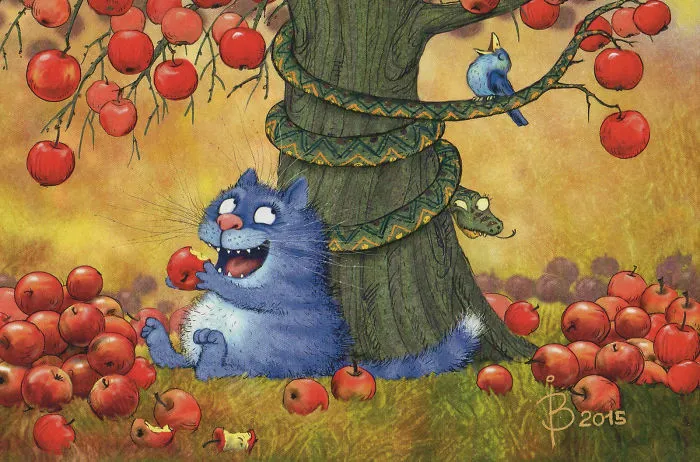 Artist Draws Lovely Blue Cats And The Result Is Charming