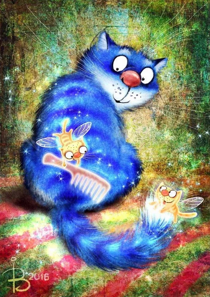 Artist Draws Lovely Blue Cats And The Result Is Charming