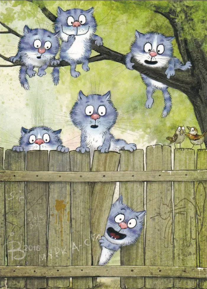Artist Draws Lovely Blue Cats And The Result Is Charming