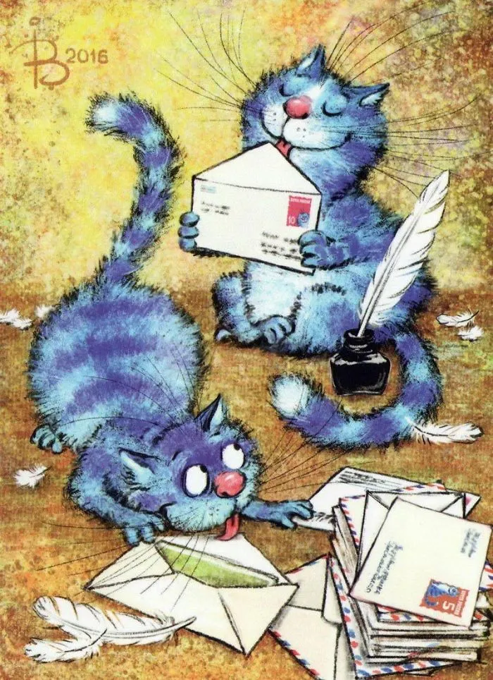 Artist Draws Lovely Blue Cats And The Result Is Charming
