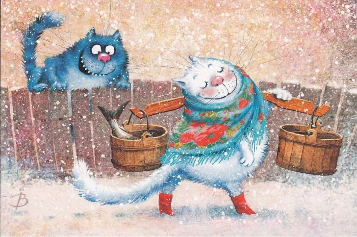 Artist Draws Lovely Blue Cats And The Result Is Charming