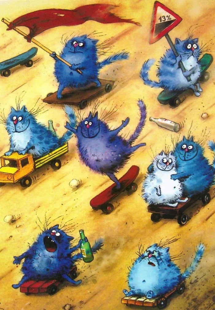 Artist Draws Lovely Blue Cats And The Result Is Charming