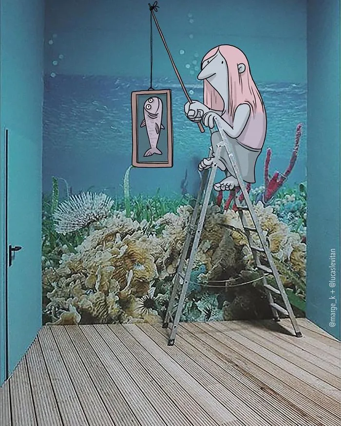 Artist "Invades" Strangers' Photos On Instagram By Adding His Hilarious Illustrations