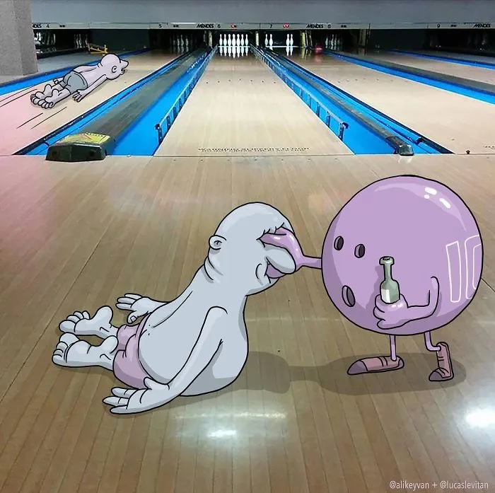 Artist "Invades" Strangers' Photos On Instagram By Adding His Hilarious Illustrations