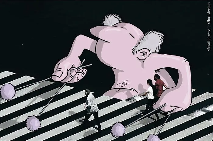 Artist "Invades" Strangers' Photos On Instagram By Adding His Hilarious Illustrations