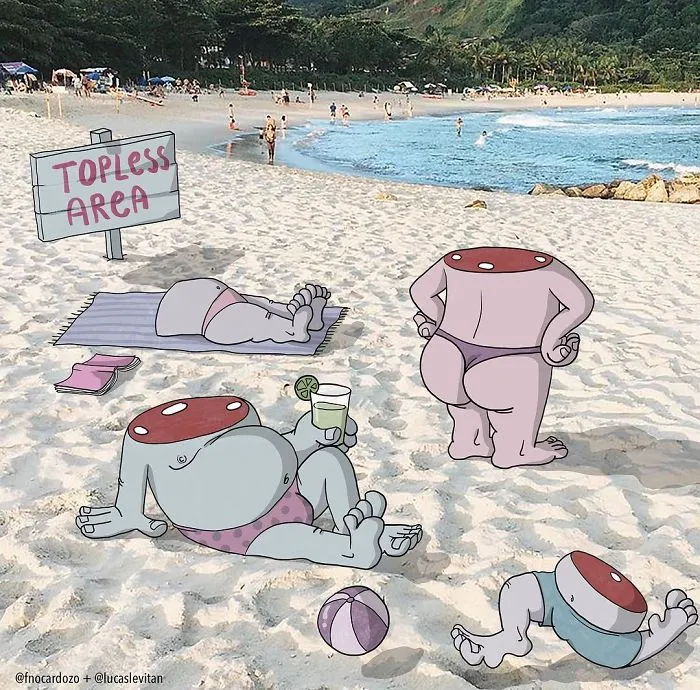 Artist "Invades" Strangers' Photos On Instagram By Adding His Hilarious Illustrations