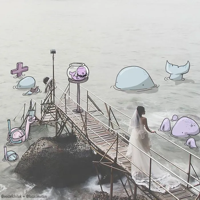 Artist "Invades" Strangers' Photos On Instagram By Adding His Hilarious Illustrations