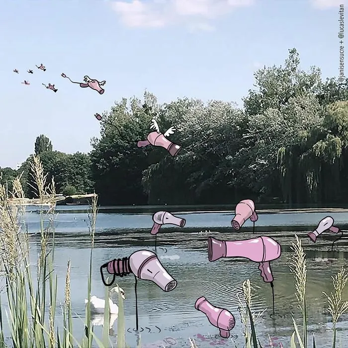 Artist "Invades" Strangers' Photos On Instagram By Adding His Hilarious Illustrations