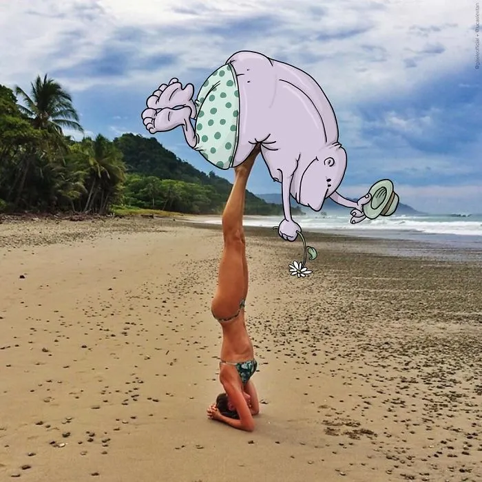 Artist "Invades" Strangers' Photos On Instagram By Adding His Hilarious Illustrations