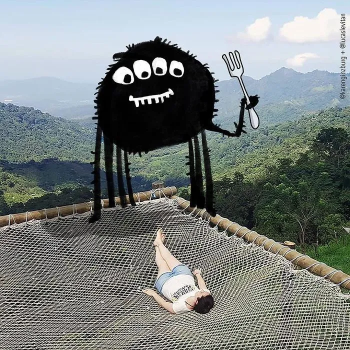 Artist "Invades" Strangers' Photos On Instagram By Adding His Hilarious Illustrations