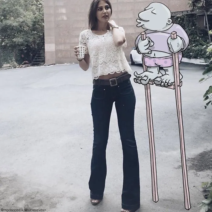Artist "Invades" Strangers' Photos On Instagram By Adding His Hilarious Illustrations