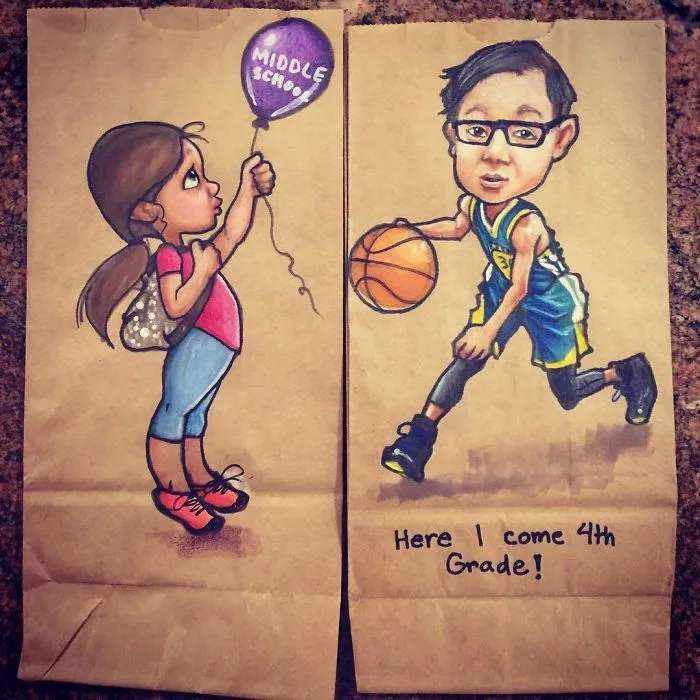 This Dad Started Drawing On His Kids' Lunch Bags 5 Years Ago And Even Obama Loved Them