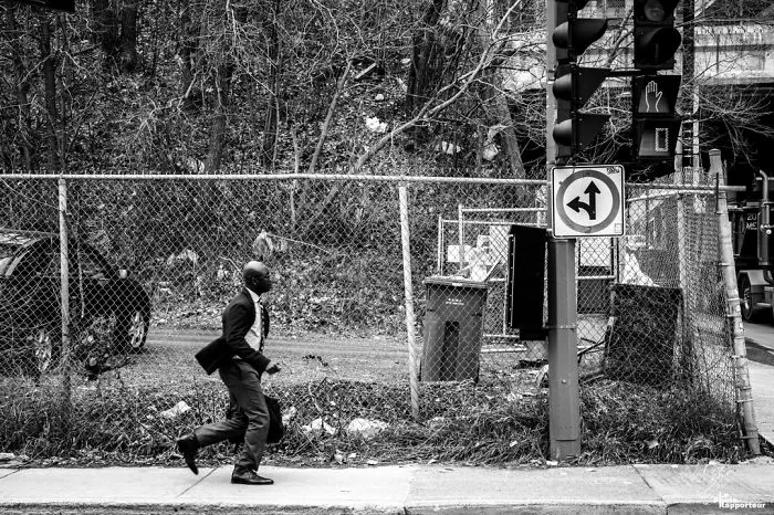 On Friday, April 27th At 1:32pm, A Man In A Hurry Ran To Cross De La Montagne Street Before The Light Turned Red