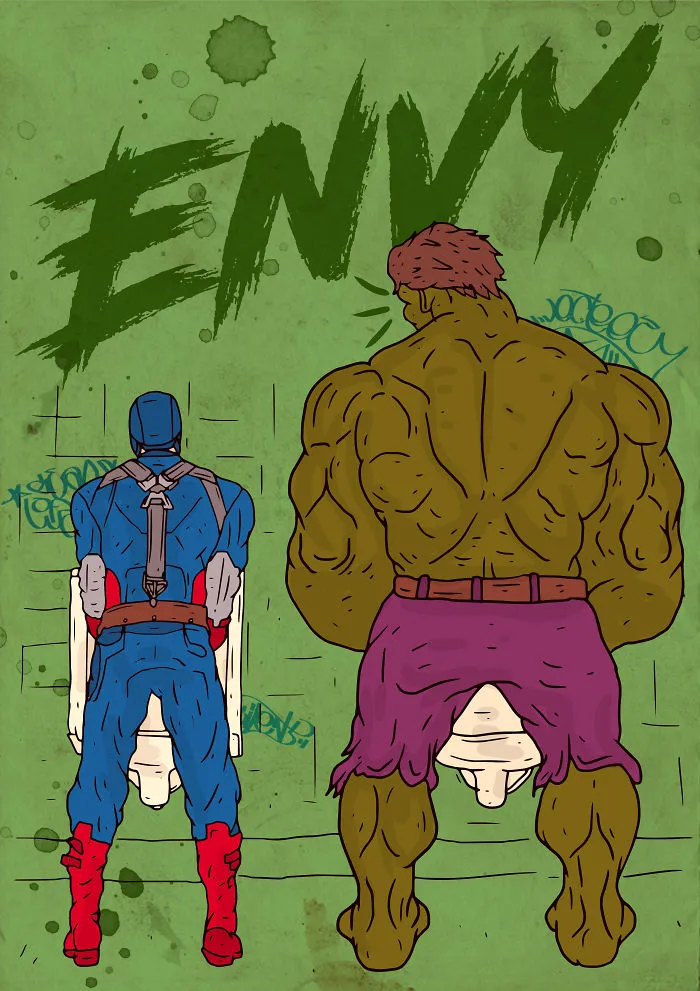 Hero To Zero: I Drew These Superheroes As The 7 Deadly Sins
