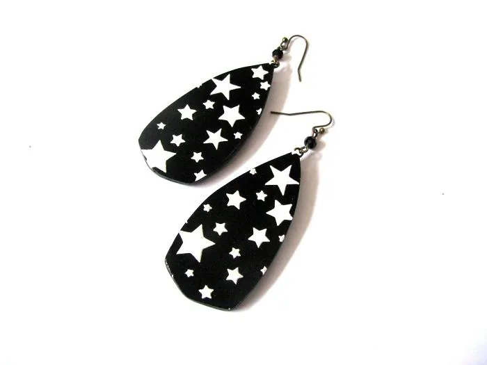 I Made That Black Drop Star Earrings