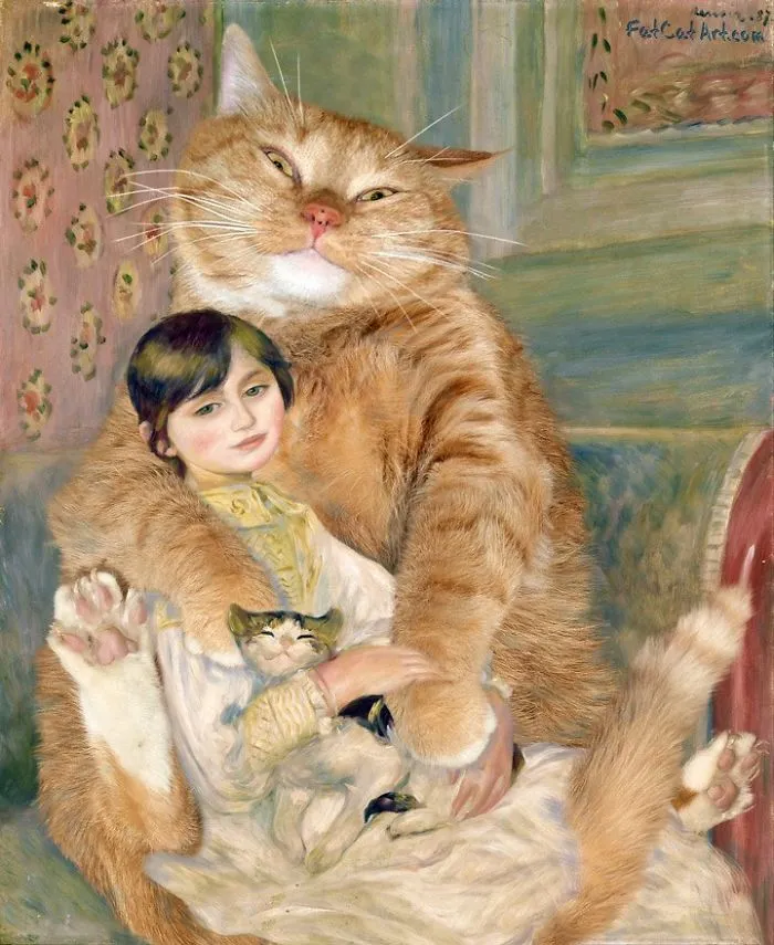 Russian Artist Proves His Love To His Fat Cat By Adding It To Works Of Art And The Result Will Please You