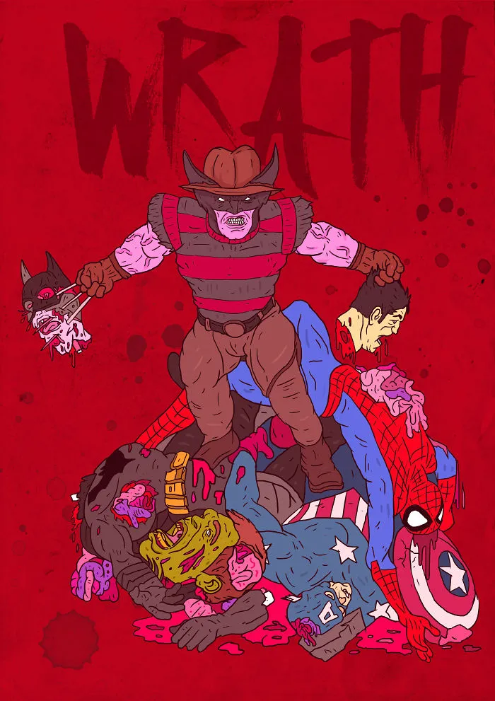 Hero To Zero: I Drew These Superheroes As The 7 Deadly Sins