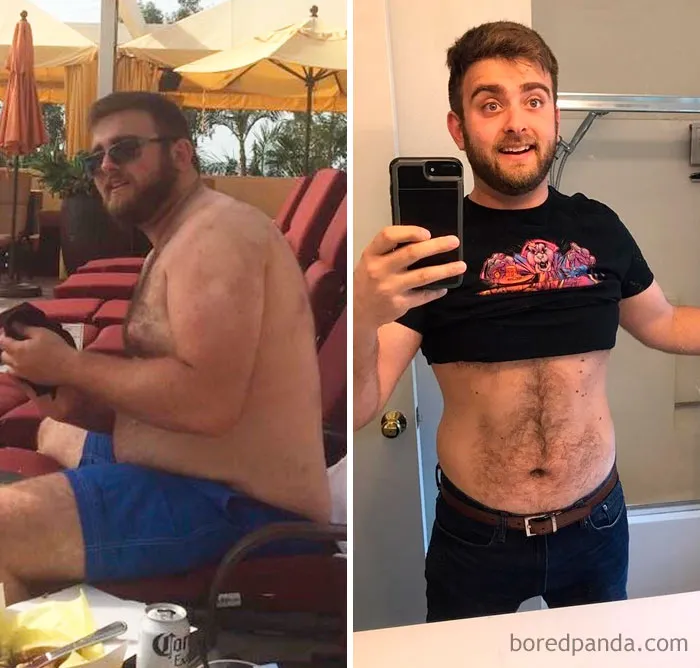 Lost 48 Lbs In15 Months. I Still Have A Bit To Go, But Here Is My Most Recent "Then And Now" Picture. I May Have Gotten Very Very Excited When I Saw The Difference Between Over A Year Ago Mike And Yesterday Mike