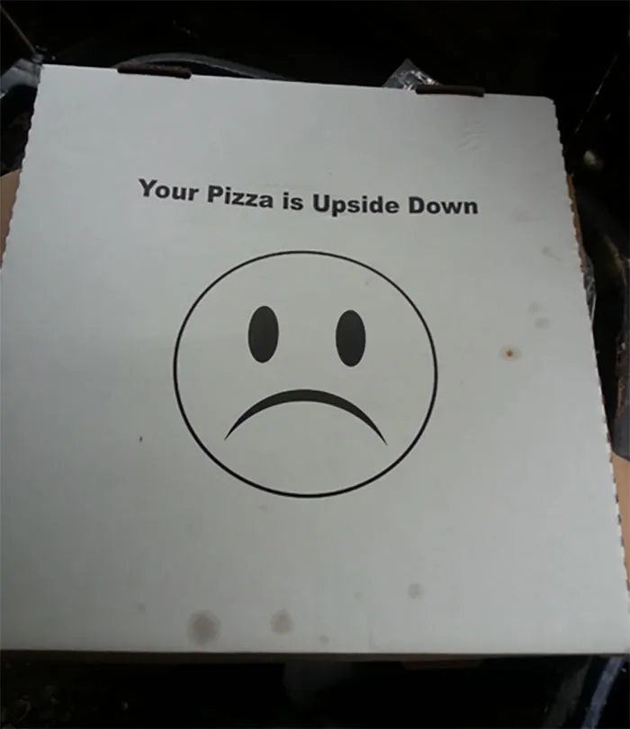 I Noticed This Silly Pizza Box Bottom When I Took Out The Trash This Morning