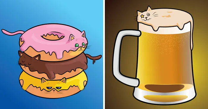 I Combined Two Of My Favorite Things: Cats And Food (New Illustrations)