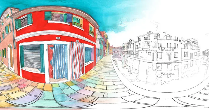 You Can Go Inside My Watercolor Painting Of Burano In Our  360⁰ Vr Animation