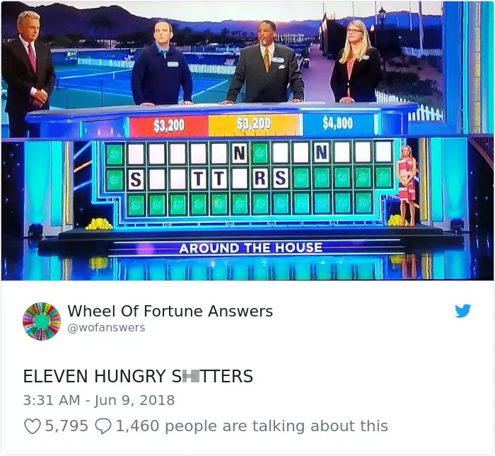 Someone Is Tweeting Hilariously Wrong "Wheel Of Fortune" Answers, And We Can't Get Enough